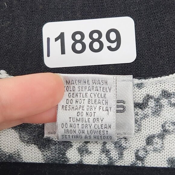 Chicos Sweater Women 0 Black White 4 3/4 Sleeve Cardigan Lightweight Linen Blend - Picture 9 of 11